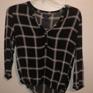 Black and white striped blouse